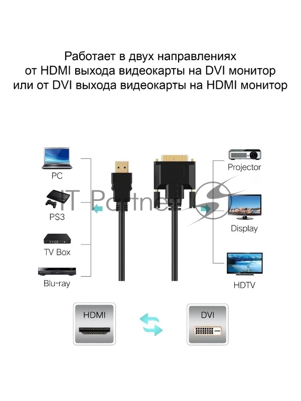 Кабель HDMI-DVI 3M LCG135F-3M TV-COM