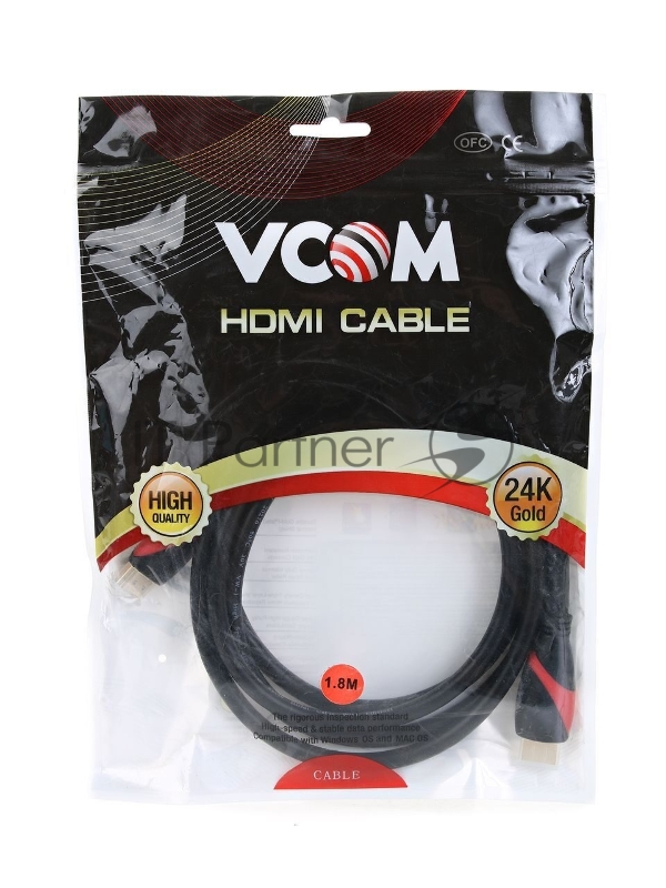 Кабель HDMI 19M/M ver. 2.0 black red, 1.8m VCOM <CG525-R-1.8> Кабель HDMI 19M/M ver. 2.0 black red, 1.8m VCOM <CG525-R-1.8>