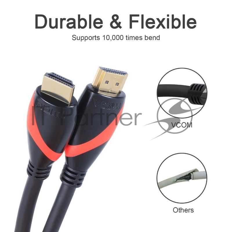 Кабель HDMI 19M/M ver. 2.0 black red, 0.5m VCOM <CG525-R-0.5>