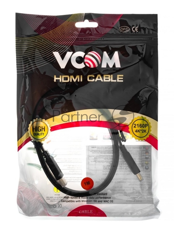 Кабель HDMI 19M/M ,плоский,ver. 2.0, 4K@60 Hz 1m VCOM <CG522F-1M>