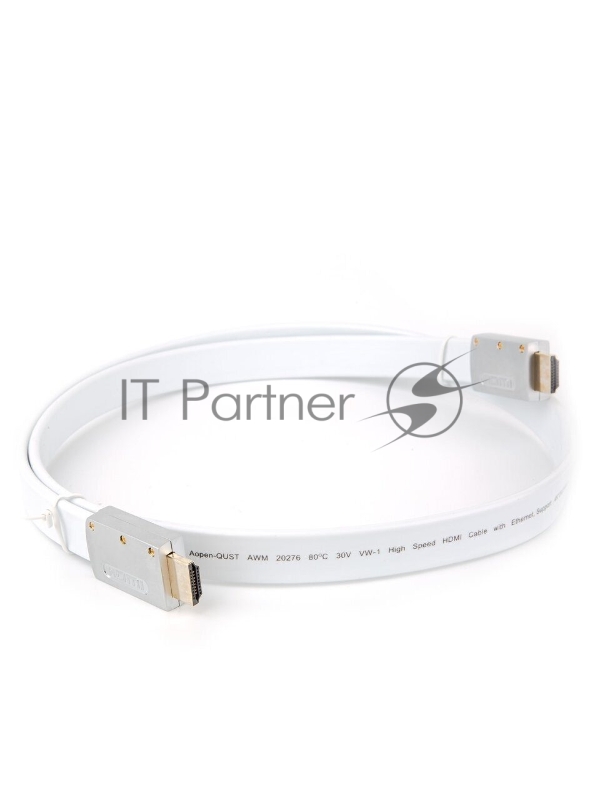 Кабель HDMI 19M/M ver 2.0, 1M, AOpen <ACG568F-S-1M> серебряно-белый Flat