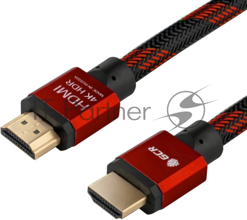 Greenconnect Кабель 0.5m HDMI версия 2.0, HDR 4:2:2, Ultra HD, 4K 60 fps 60Hz/5K*30Hz, 3D, AUDIO, 18.0 Гбит/с, 28/28 AWG, OD7.3mm, тройной экран, BICOLOR нейлон, AL корпус красный, GCR-51488 Greenconnect Кабель 0.5m HDMI версия 2.0, HDR 4:2:2, Ultra