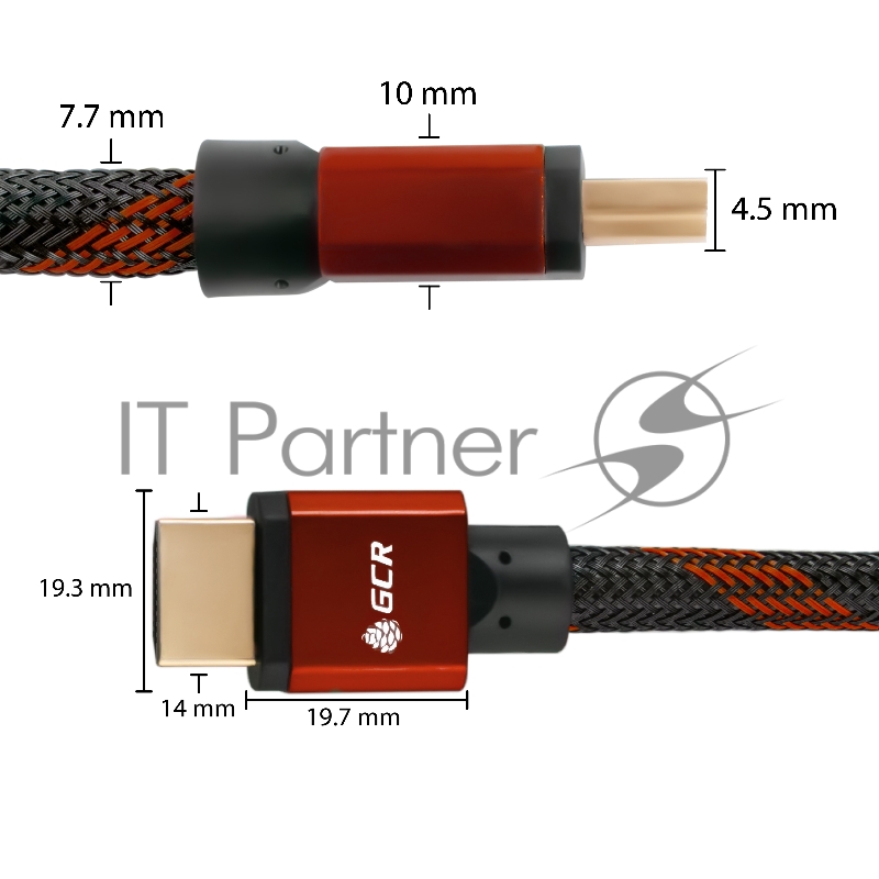 Greenconnect Кабель 0.5m HDMI версия 2.0, HDR 4:2:2, Ultra HD, 4K 60 fps 60Hz/5K*30Hz, 3D, AUDIO, 18.0 Гбит/с, 28/28 AWG, OD7.3mm, тройной экран, BICOLOR нейлон, AL корпус красный, GCR-51488 Greenconnect Кабель 0.5m HDMI версия 2.0, HDR 4:2:2, Ultra