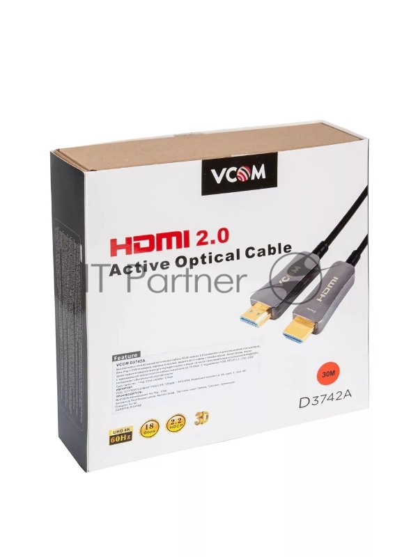 Активный оптический кабель HDMI 19M/M,ver. 2.0, 4K@60 Hz 30m VCOM <D3742A-30M>