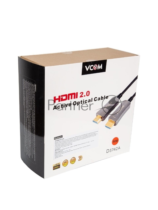 Активный оптический кабель HDMI 19M/M,ver. 2.0, 4K@60 Hz 80m VCOM <D3742A-80M>