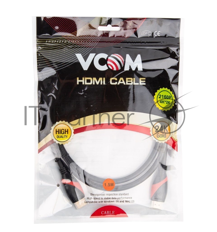 Кабель HDMI 19M/M ver. 2.0 black red, 1.5m VCOM <CG525-R-1.5>