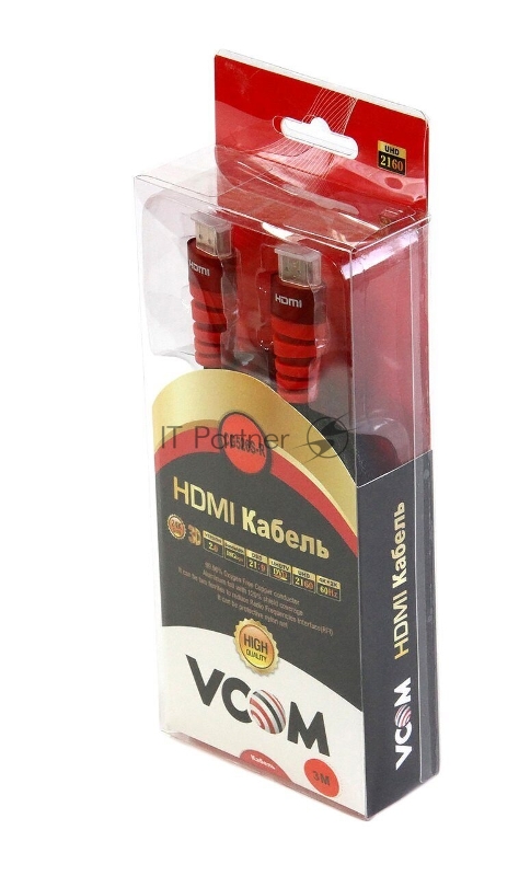 Кабель HDMI 19M/M ver. black and red 2.0, 3m VCOM <CG526S-R-3M> Blister Кабель HDMI 19M/M ver. black and red 2.0, 3m VCOM <CG526S-R-3M> Blister