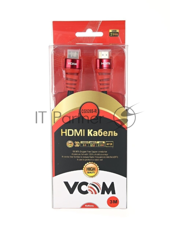 Кабель HDMI 19M/M ver. black and red 2.0, 3m VCOM <CG526S-R-3M> Blister Кабель HDMI 19M/M ver. black and red 2.0, 3m VCOM <CG526S-R-3M> Blister