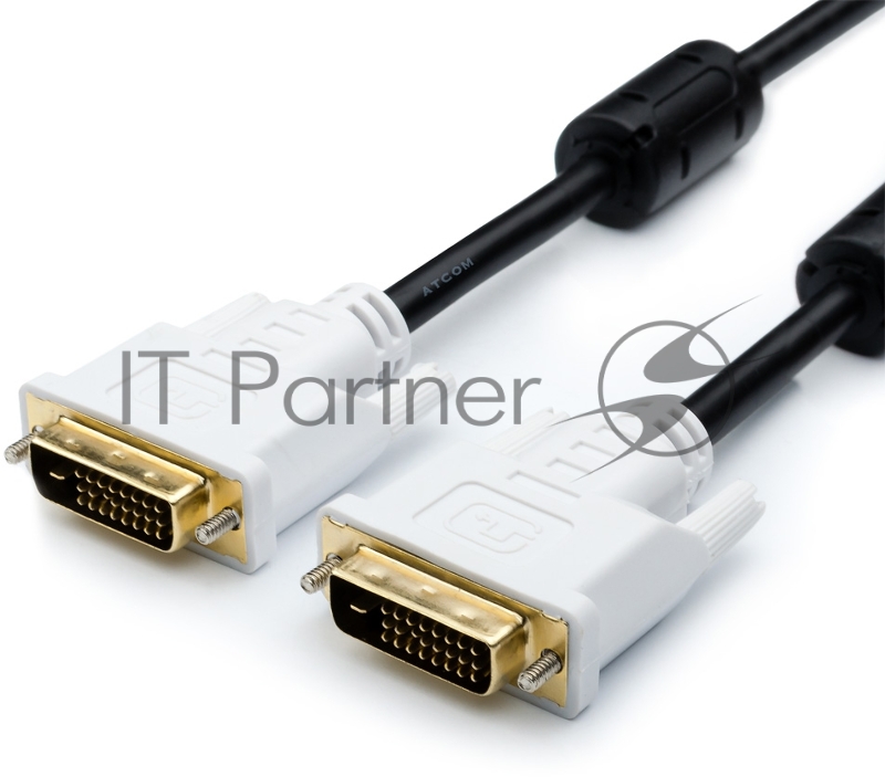 Кабель DVI 5 m (DVI-D Dual link, 24 pin, 2 феррита, пакет)