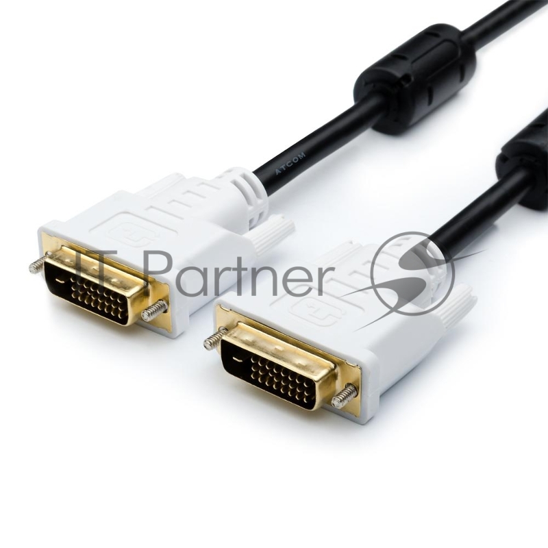 Кабель DVI 5 m (DVI-D Dual link, 24 pin, 2 феррита, пакет)