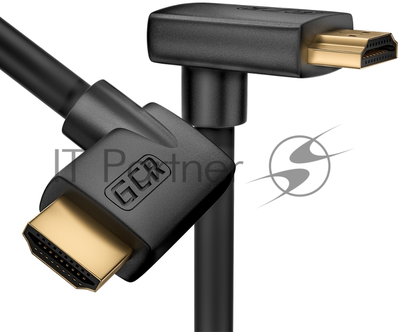 Кабель GCR 1.0m HDMI 2.0, M правый угол /M верхний угол, черный, HDR 4:2:2, Ultra HD, 4K 60 fps 60Hz/5K*30Hz, 3D, AUDIO, 18.0 Гбит/с, 28/28 AWG, GCR-52315