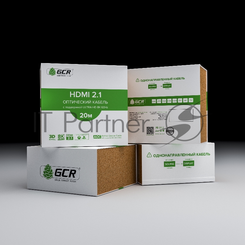 Кабель GCR 20m оптический HDMI 2.1 8K 60Hz, для подключения SmartTV, AppleTV, XBOX Series X, PS5, GCR-52435