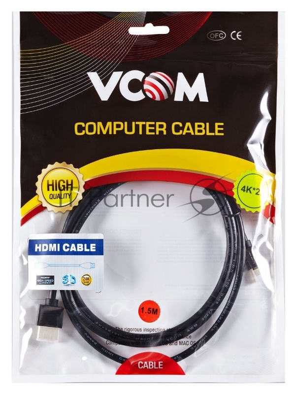 Кабель HDMI-19M --MicroHDMI-19M ver 2.0+3D/Ethernet,1.5m метал разъемы VCOM <CG506AD-1.5M>
