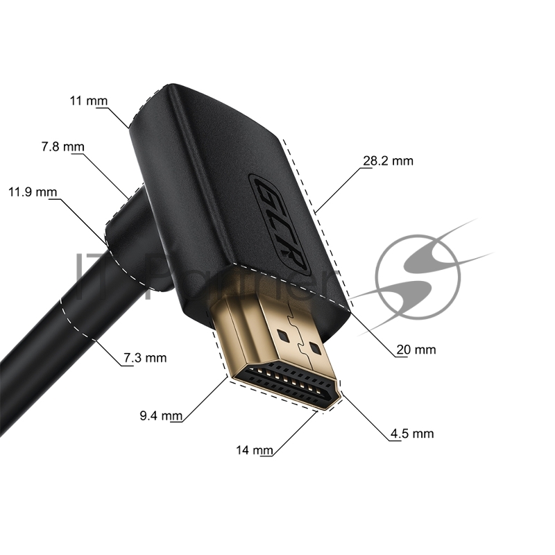 Кабель GCR 2.0m HDMI 2.0, M/M верхний угол, черный нейлон, HDR 4:2:2, Ultra HD, 4K 60 fps 60Hz/5K*30Hz, 3D, AUDIO, 18.0 Гбит/с, 28/28 AWG, GCR-53293 GCR Кабель 2.0m HDMI 2.0, M/M верхний угол, черный нейлон, HDR 4:2:2, Ultra HD, 4K 60 fps 60Hz/5K*30H