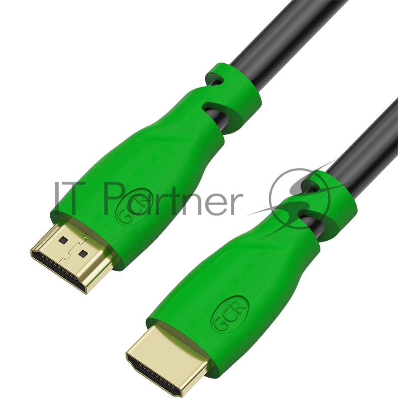 Кабель Greenconnect 1.0m, HDMI версия 2.0 HDR 4:2:2, Ultra HD, 4K 60 fps 60Hz/5K*30Hz, 3D, AUDIO, 18.0 Гбит/с, 28/28 AWG, OD7.3mm, тройной экран, черный, зеленые коннекторы, GCR-HM321-1.0m