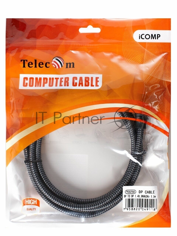 Кабель соединительный DP-DP 1.4V 8K@60Hz 1.5м, Telecom Pro <TCG750-1.5M>