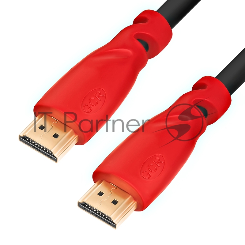 Кабель GCR 2.0m HDMI версия 1.4, черный, красные коннекторы, OD7.3mm, 30/30 AWG, позолоченные контакты, Ethernet 10.2 Гбит/с, 3D, 4K GCR-HM350-2.0m, экран