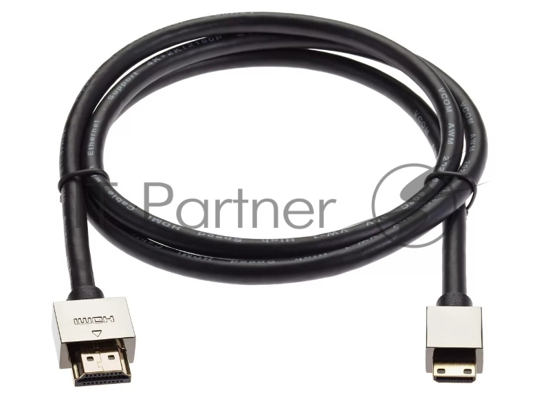 Кабель HDMI-19M --MiniHDMI-19M ver 2.0+3D/Ethernet,1m метал разъемы VCOM <CG506AC-1M>