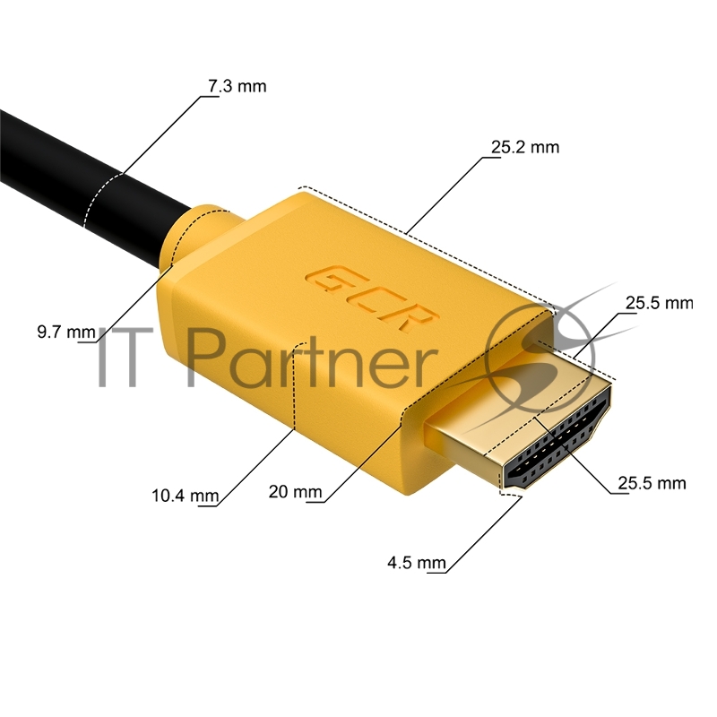 GCR Кабель 3.0m HDMI версия 2.0, HDR 4:2:2, Ultra HD, 4K 60 fps 60Hz/5K*30Hz, 3D, AUDIO, 18.0 Гбит/с, 28/28 AWG, OD7.3mm, тройной экран, черный, желтые коннекторы, GCR-HM441-3.0m GCR Кабель 3.0m HDMI версия 2.0, HDR 4:2:2, Ultra HD, 4K 60 fps 60Hz/5K
