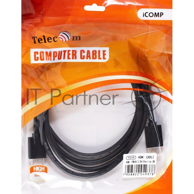 Кабель HDMI-19M --- HDMI-19M ver 2.0+3D/Ethernet ,2m, 2 фильтра Telecom/VCOM <TCG215F-2M>