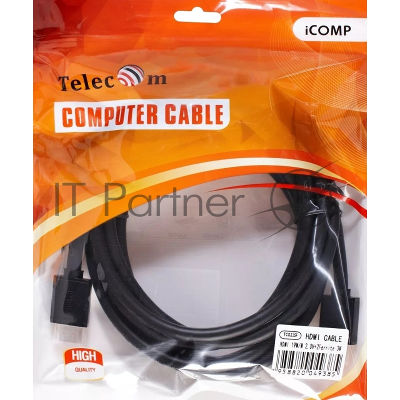 Кабель HDMI-19M --- HDMI-19M ver 2.0+3D/Ethernet ,3m, 2 фильтра Telecom/VCOM <TCG215F-3M>