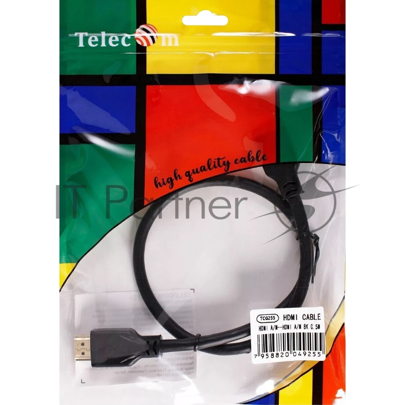 Кабель HDMI 19M/M,ver. 2.1, 8K@60 Hz 0.5m Telecom/VCOM <TCG255-0.5M>