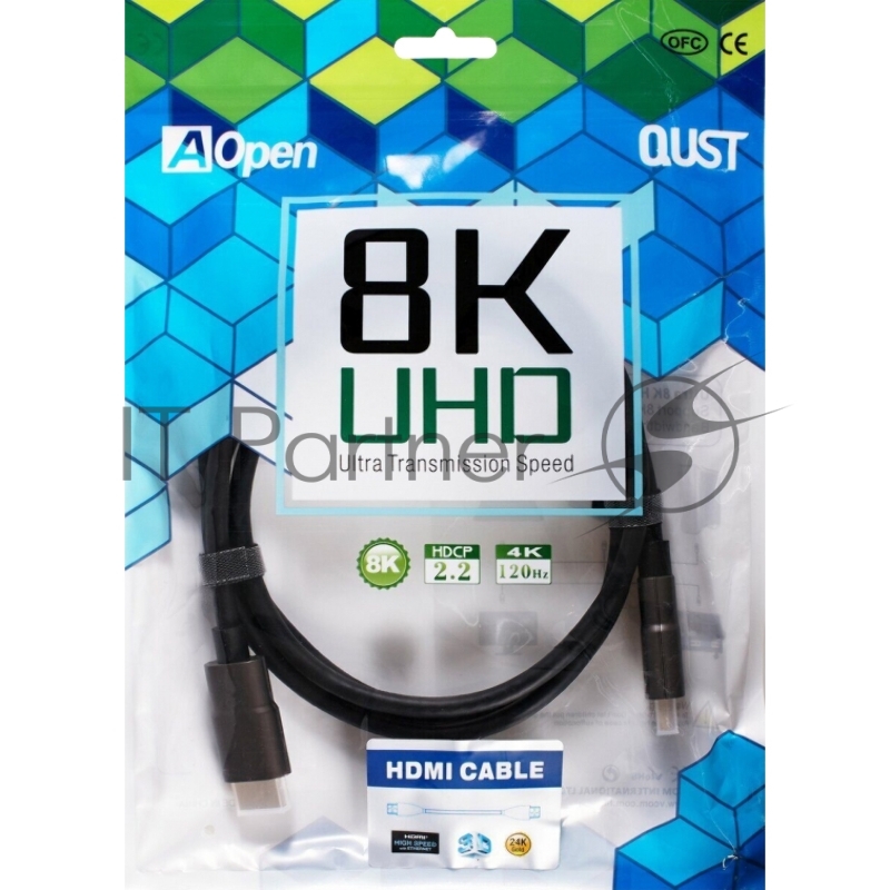 Кабель HDMI 19M/M,ver. 2.1, 8K@60 Hz 1m iOpen (Aopen/Qust/VCOM) <ACG863-1M>