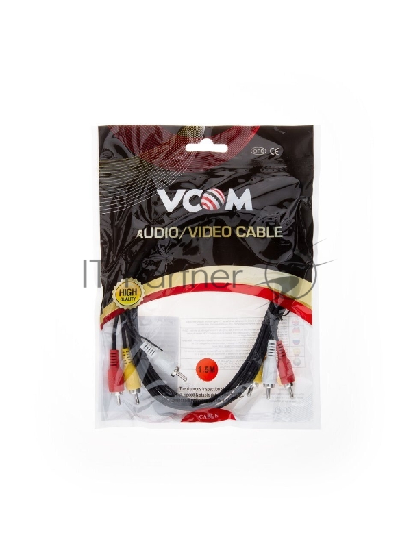 Кабель VCOM VAV7150-1.5M Кабель соединительный 3xRCA (M) - 3xRCA (M), 1,5m