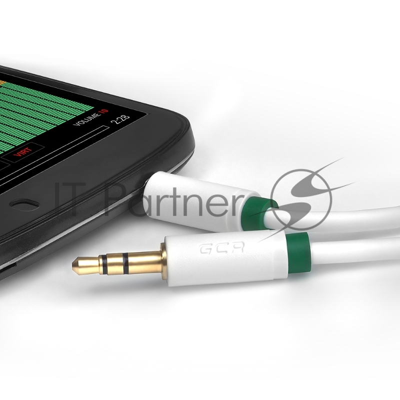Greenconnect Кабель аудио 0.5m jack 3,5mm/jack 3,5mm белый, зеленая окантовка, ультрагибкий, 28 AWG, M/M, Premium , экран, стерео(GCR-AVC1662-0.5m)