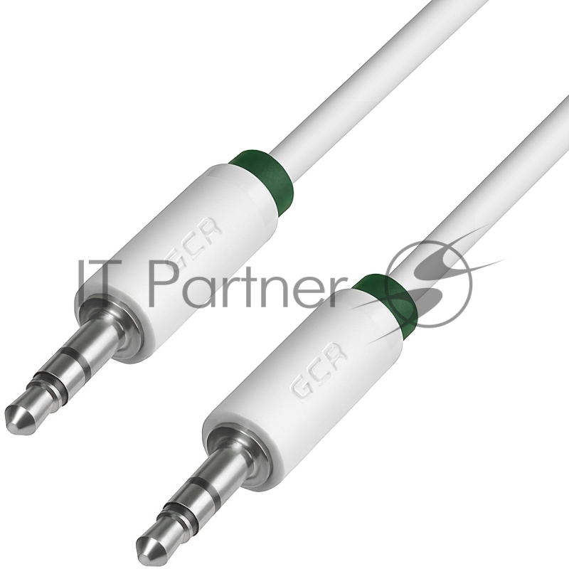 Greenconnect Кабель аудио 0.5m jack 3,5mm/jack 3,5mm белый, зеленая окантовка, ультрагибкий, 28 AWG, M/M, Premium , экран, стерео(GCR-AVC1662-0.5m)