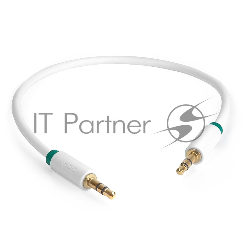 Greenconnect Кабель аудио 0.5m jack 3,5mm/jack 3,5mm белый, зеленая окантовка, ультрагибкий, 28 AWG, M/M, Premium , экран, стерео(GCR-AVC1662-0.5m)
