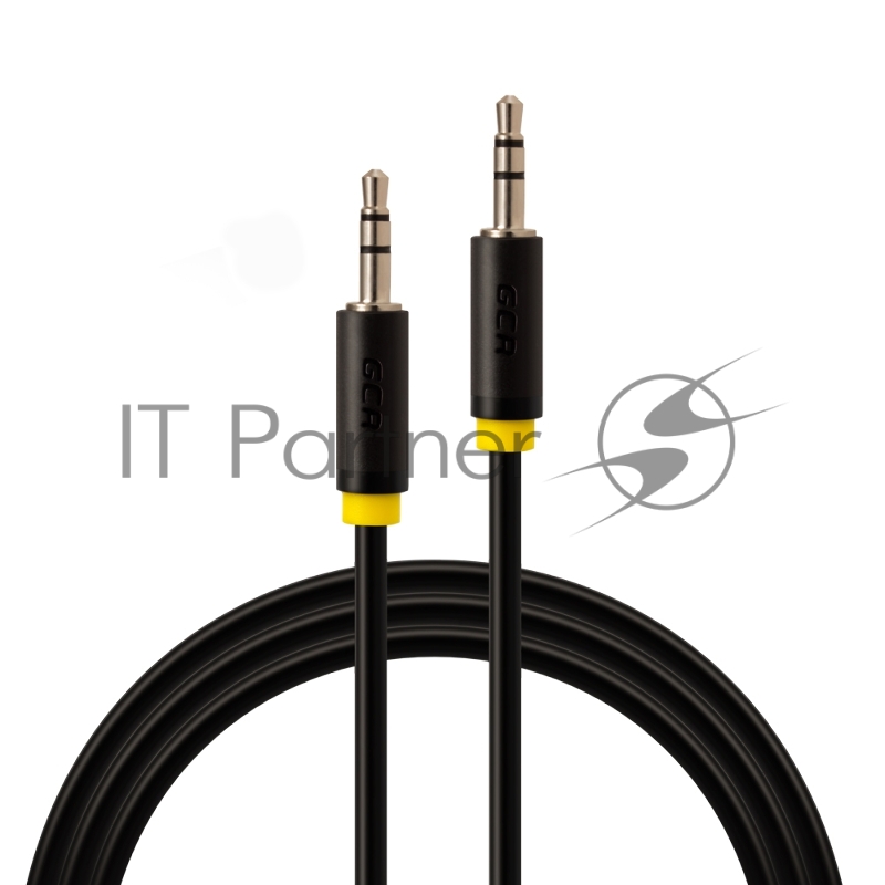 Greenconnect Кабель аудио 1.0m jack 3,5mm/jack 3,5mm черный, желтая окантовка, ультрагибкий, 28 AWG, M/M, Premium , экран, стерео (GCR-AVC1114-1.0m)