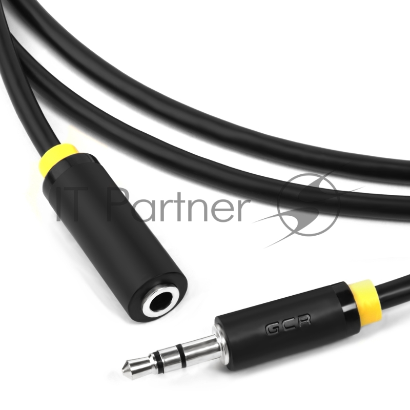 Greenconnect Удлинитель аудио 1.0m jack 3,5mm/jack 3,5mm черный, желтая окантовка, ультрагибкий, 28AWG, M/F, Premium , экран, стерео(GCR-STM1114-1.0m)