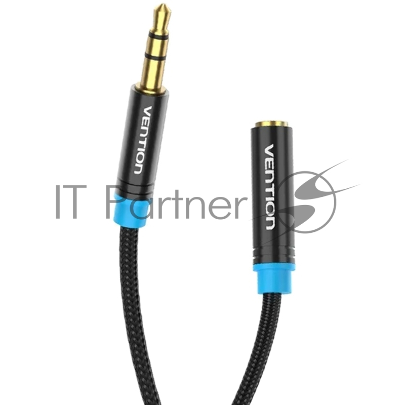 Кабель-удлинитель Vention аудио Jack 3,5 mm M/Jack 3,5 mm F - 1 м Тканевая оплетка VAB-B06-B100-M