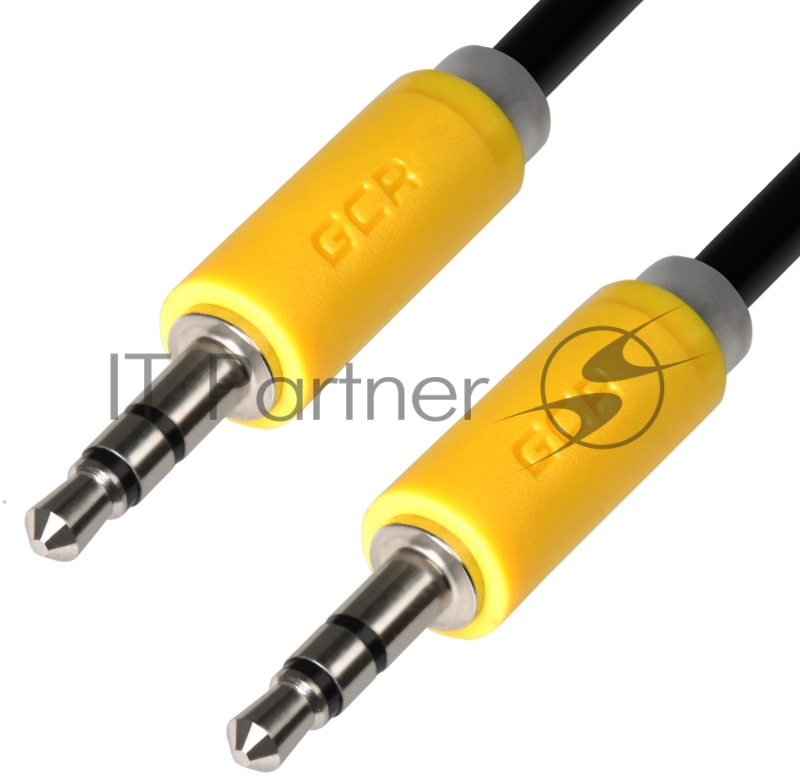 Кабель аудио Greenconnect 5.0m jack 3,5mm/jack 3,5mm черный, желтые коннекторы, ультрагибкий, 28 AWG, M/M, Premium GCR-AVC114-5.0m, экран, стерео