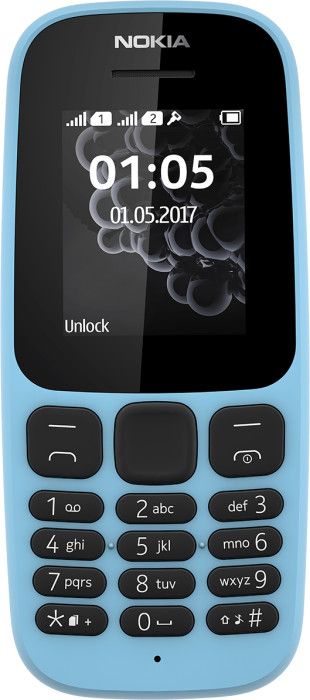 Мобильный телефон Nokia 105 Dual SIM (2017) синий моноблок 2Sim 1.8 120x160 Nokia 30+ GSM900/1800 G