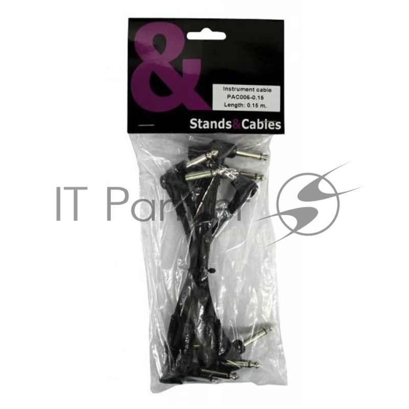 Кабель для соединения педалей, Jack угловой -Jack угловой, 15см. 6шт./упак. STANDS & CABLES PAC006