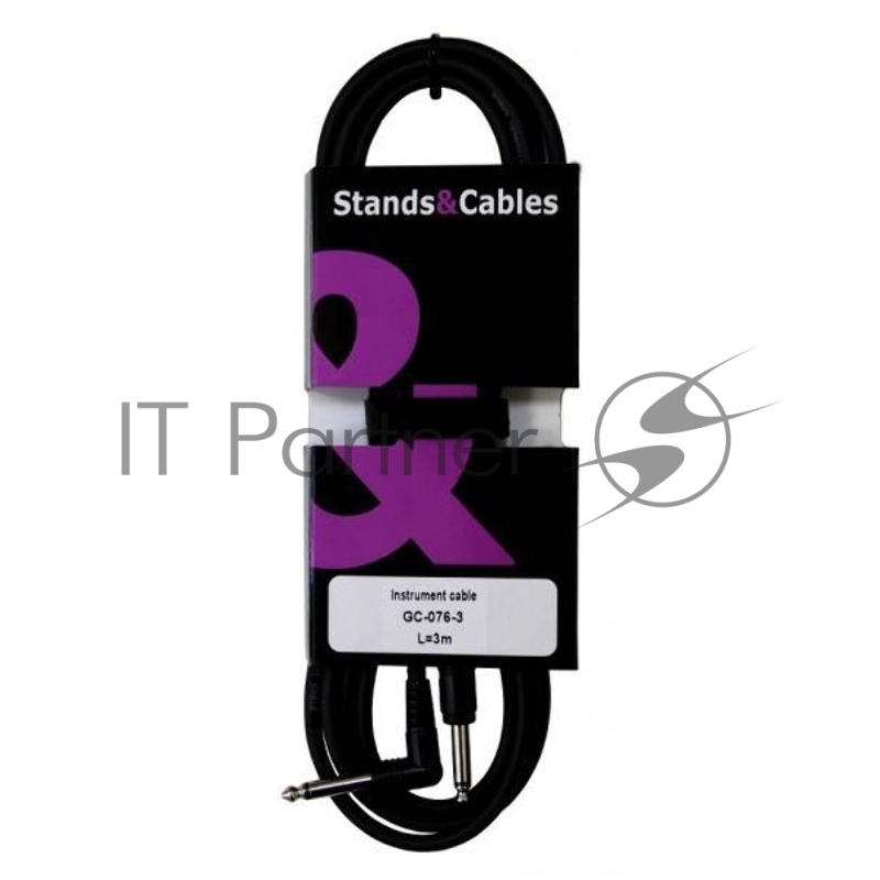 Кабель распаянный инструментальный STANDS & CABLES GC-076-3 Jack-Jack угловой, 3 м.