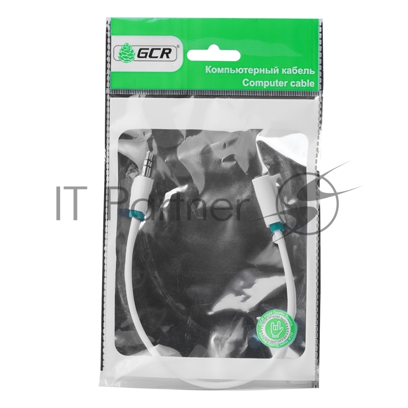 Удлинитель аудио Greenconnect 0.25m jack 3,5mm/jack 3,5mm белый, зеленая окантовка, ультрагибкий, 28AWG, M/F, Premium GCR-STM1662-0.25m, экран, стерео Greenconnect Удлинитель аудио 0.25m jack 3,5mm/jack 3,5mm белый, зеленая окантовка, ультрагибкий, 2