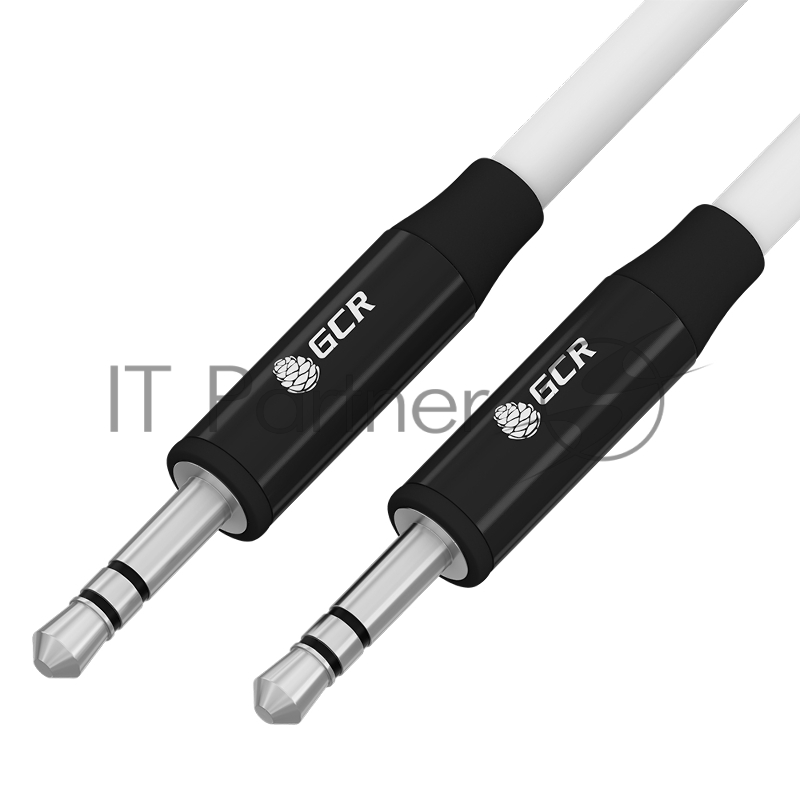 Кабель GCR 1.0m аудио jack 3.5mm/jack 3.5mm белый, AL case черный, M/M, GCR-53495
