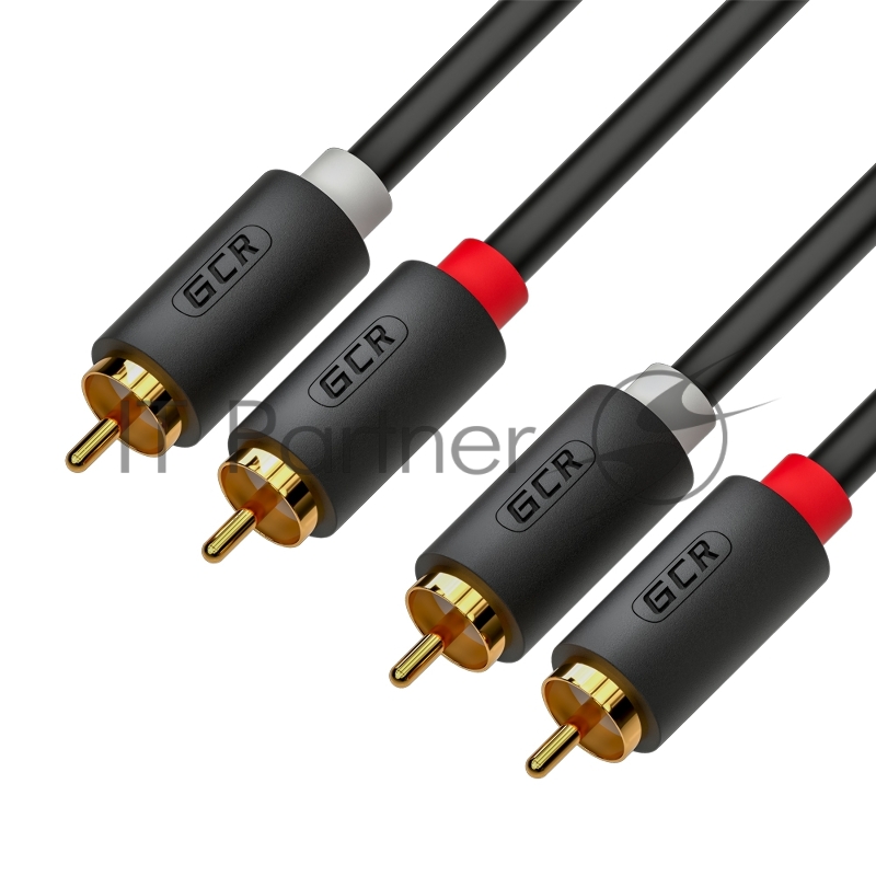 Кабель GCR 15.0m аудио 2 х RCA / 2 х RCA , GOLD, черный, GCR-53112