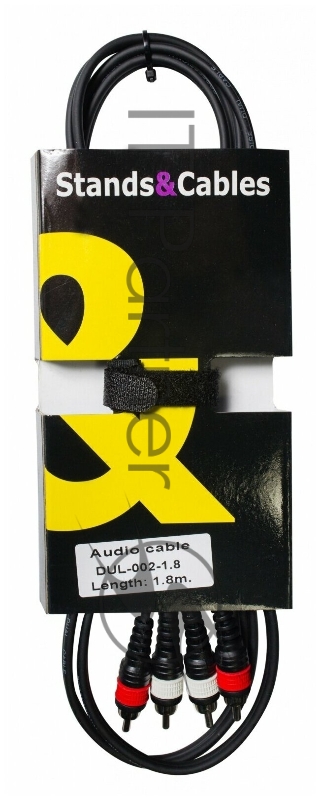 STANDS & CABLES DUL-002-1.8 Аудио кабель 1.8 м. Разъемы: 2xRCA папа - 2xRCA папа. Цвет: черный.