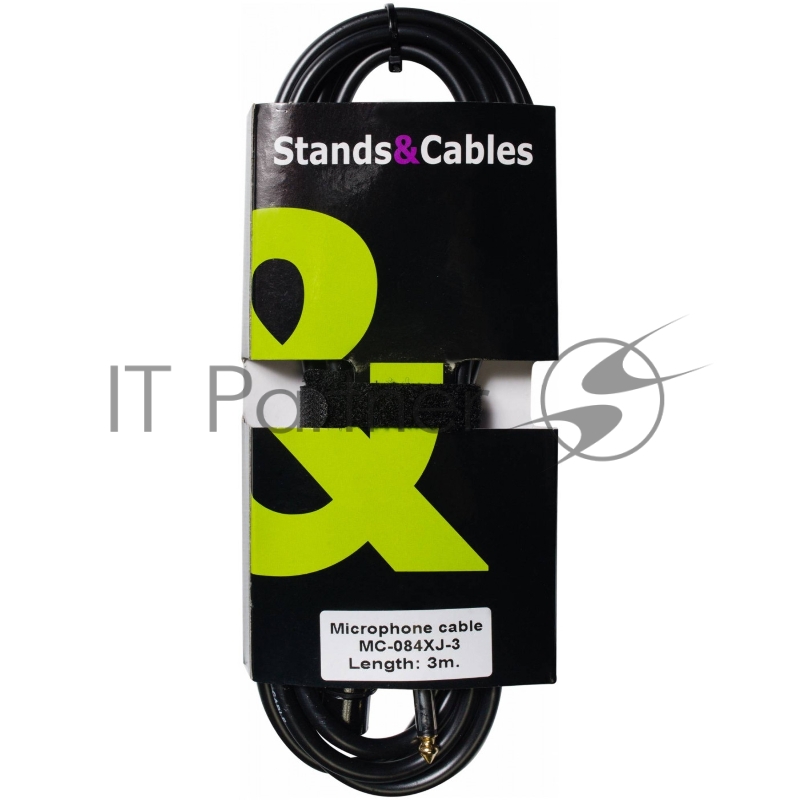 STANDS & CABLES MC-084XJ-3 Микрофонный кабель 3 м. Разъемы: XLR мама - Jack 6,3 мм. моно . Цвет: чер