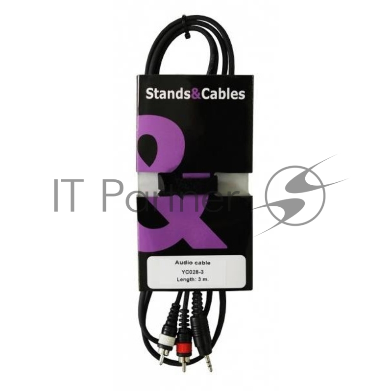 STANDS & CABLES YC-028-3 - кабель распаянный мини-Jack 3,5мм стерео - 2xRCA, длина 3 м.