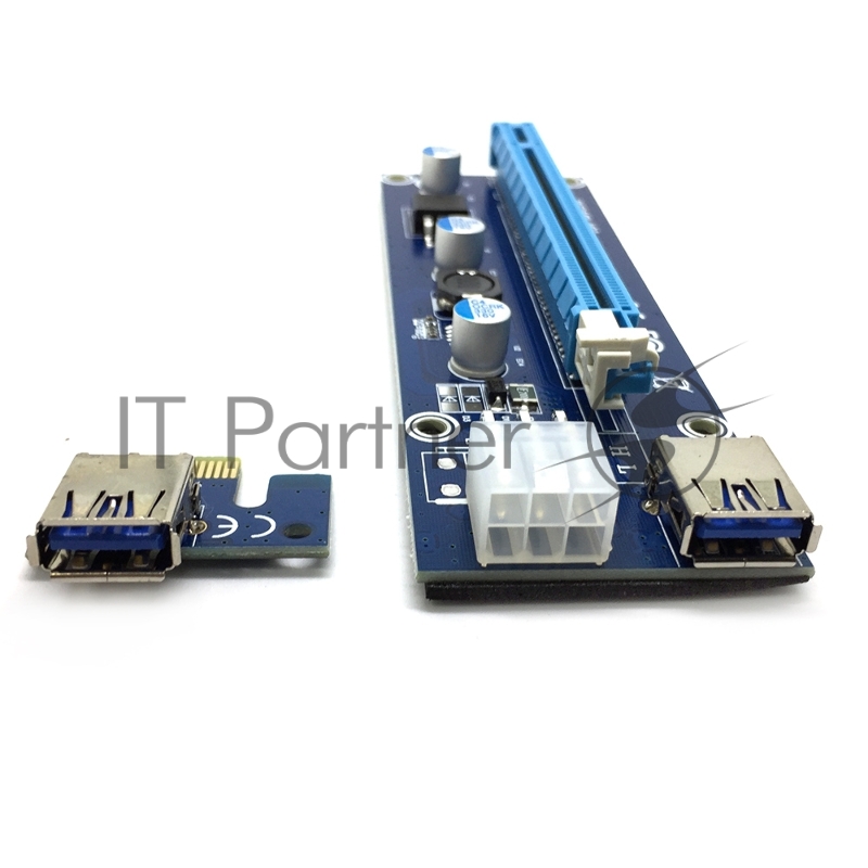 Переходник/удлинитель Espada USB Riser card PCI-E x1 Male to PCI-E x16 Female с питанием 6Pin, EpciEkit, в комплекте кабель usb 3.0