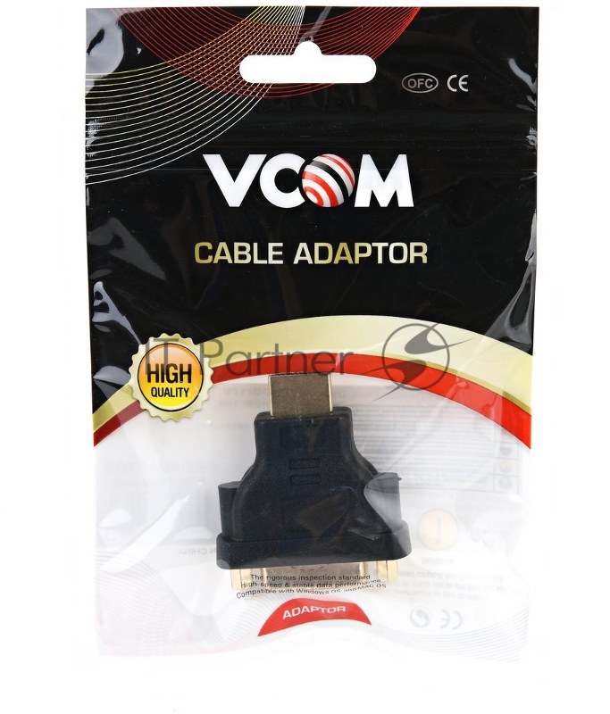 Переходник HDMI/DVI-D 19M/25F VCOM позолоченные контакты, VAD7819
