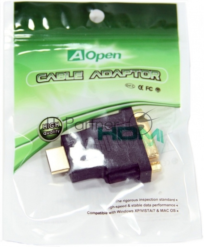 Переходник Aopen DVI-D 25F to HDMI 19M позолоченные контакты <ACA311>