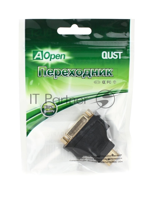 Переходник Aopen DVI-D 25F to HDMI 19M позолоченные контакты <ACA311>