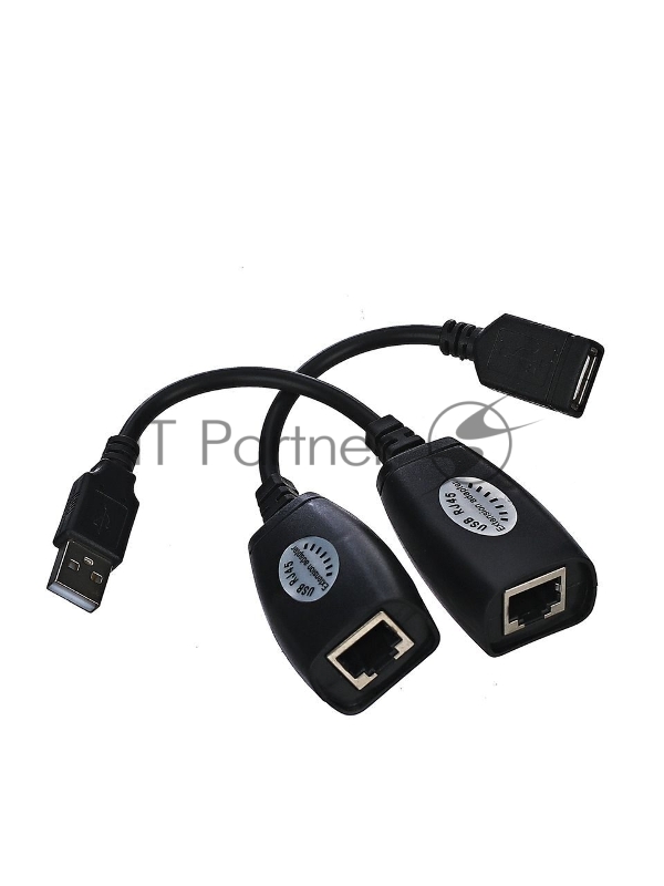 Кабель AM/AF удлинитель USB по витой паре(AM/RJ45-RJ45/AF) до 45m VCOM CU824