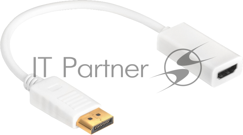 Переходник Greenconnect Переходник белый 0.10m Active DisplayPort/HDMI v1.2/v1.4 20M/19F (GCR-ADP2MHDW)